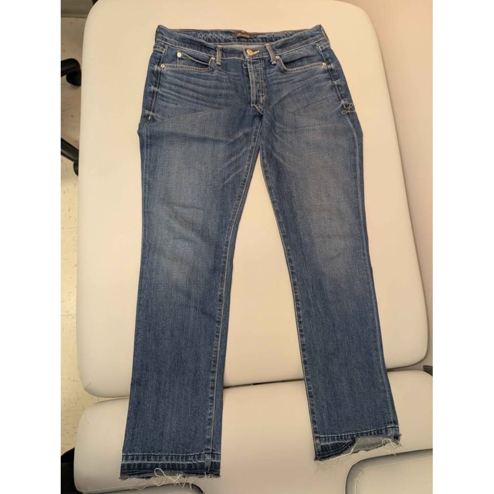Level 99 Raw Hem Skinny Jeans Womens 28 Medium Wash Stretch Denim